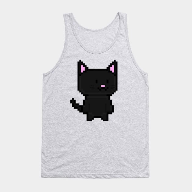 Pixel Black Cat Tank Top by lilBoi_Studios